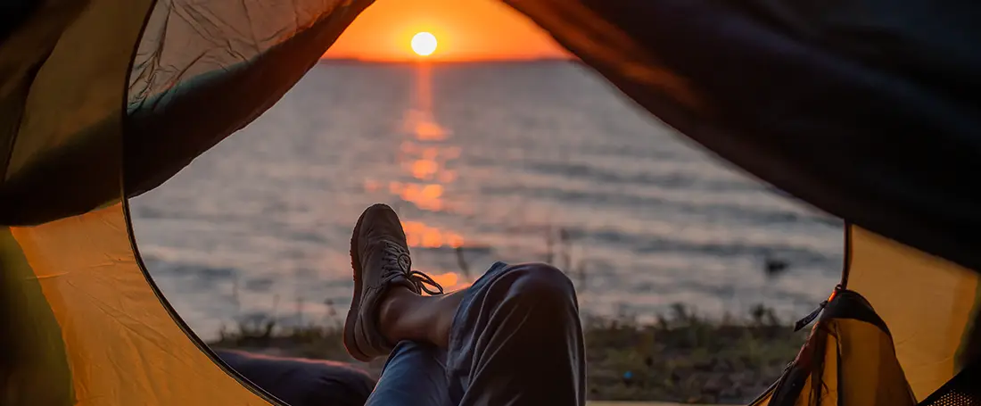 Camping at sunset